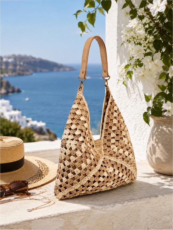 Mar Y Sol Handbags - Mar Y Sol Palermo Shoulder Bag Straw Leather Strap Classic Beach Vacation